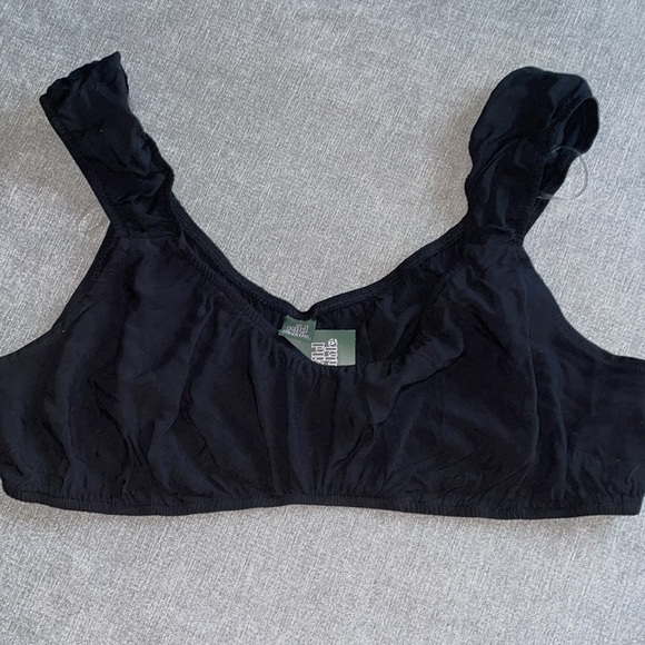 Wild Fable Cap Sleeve Tiny Black Crop Top - Picture 3 of 4
